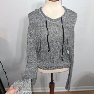 Gray Knit Long Sleeve W Hood- W Sz Medium